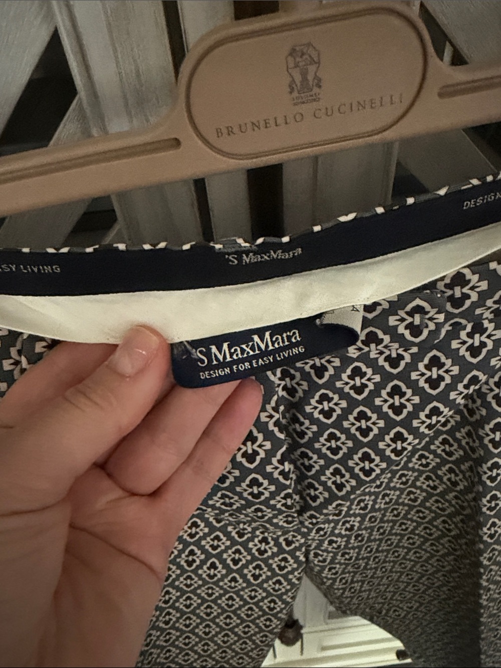 S MaxMara Navy & White Printed Skirt